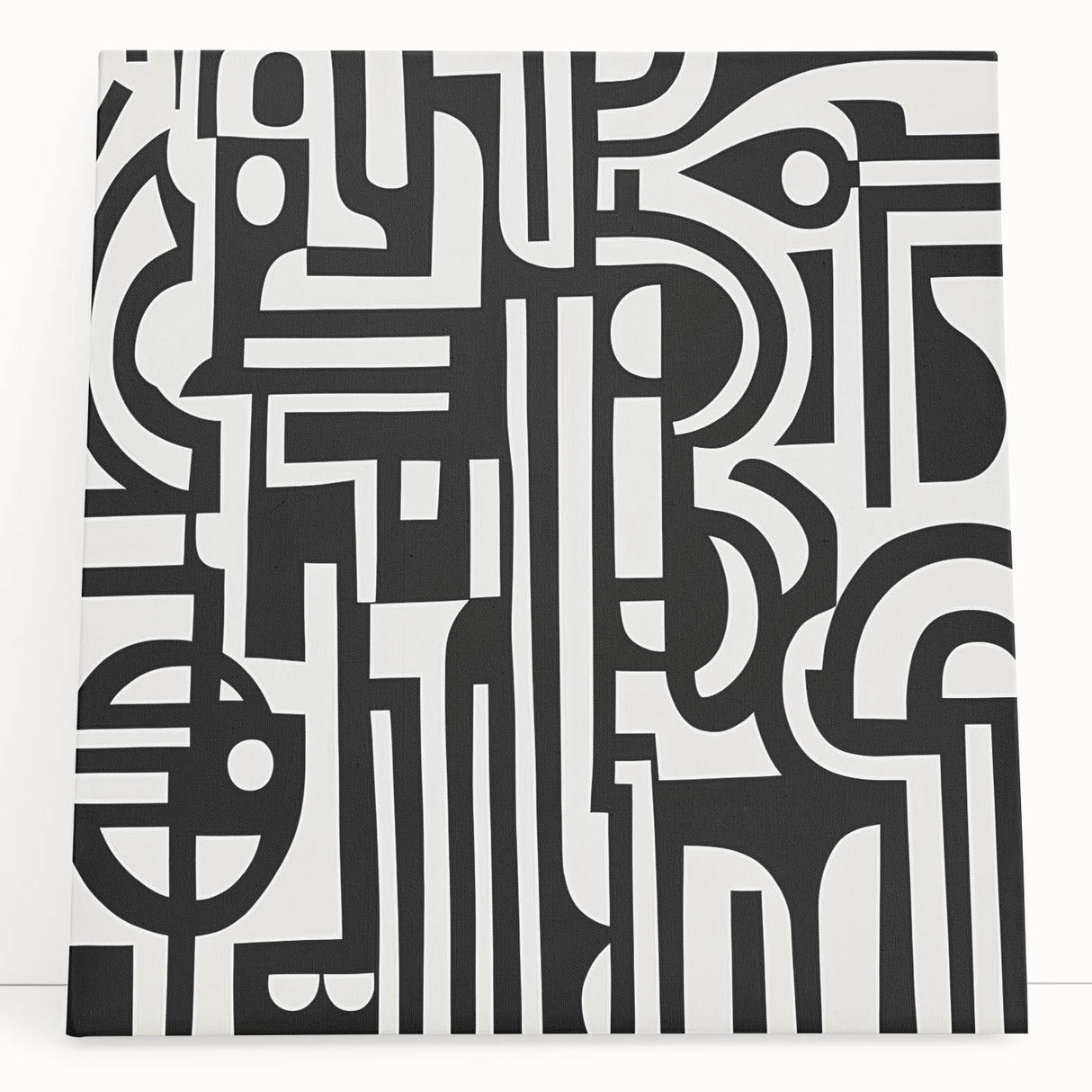 Black and White Bedroom Wall Art – Modern Abstract Canvas Print