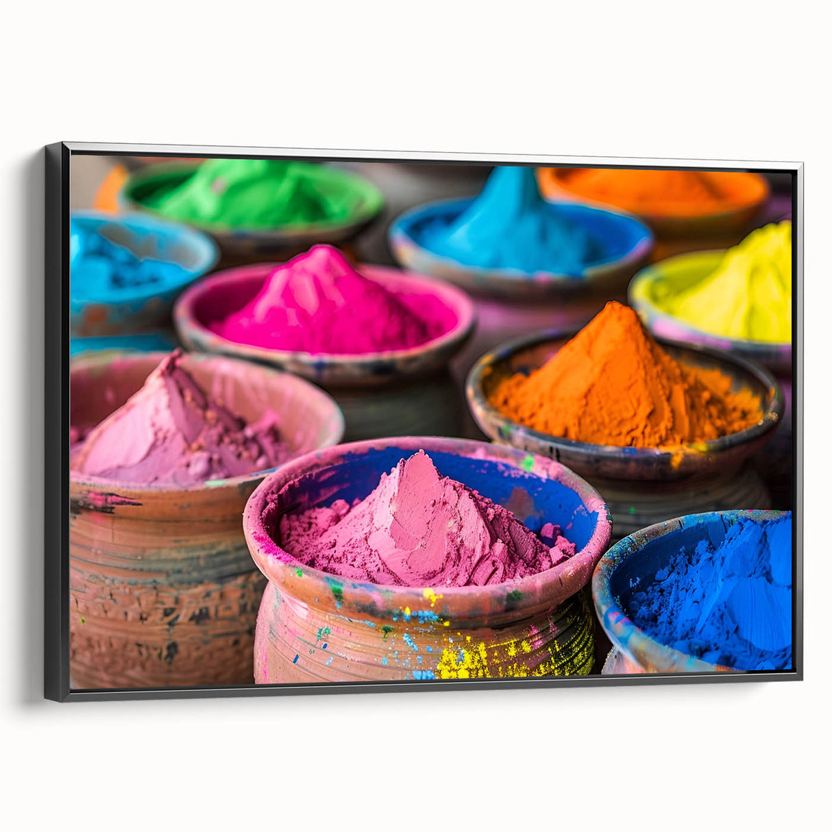 Black and white landscape art painting of an Indian scenery on framed canvas, ideal for bedroom wall decor.