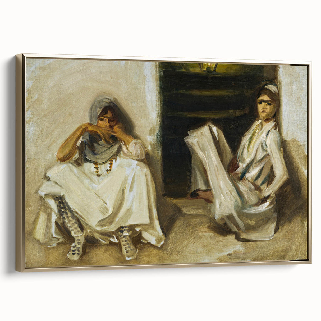 Classic Romantic Paintings: Two Arab Women - Historical Romanticism Canvas