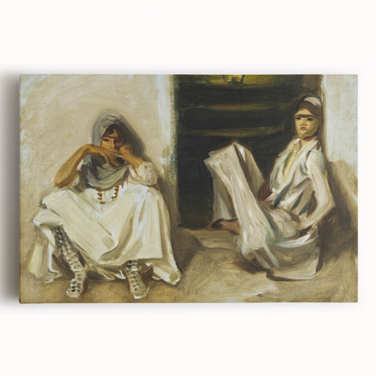 Classic Romantic Paintings: Two Arab Women - Historical Romanticism Canvas
