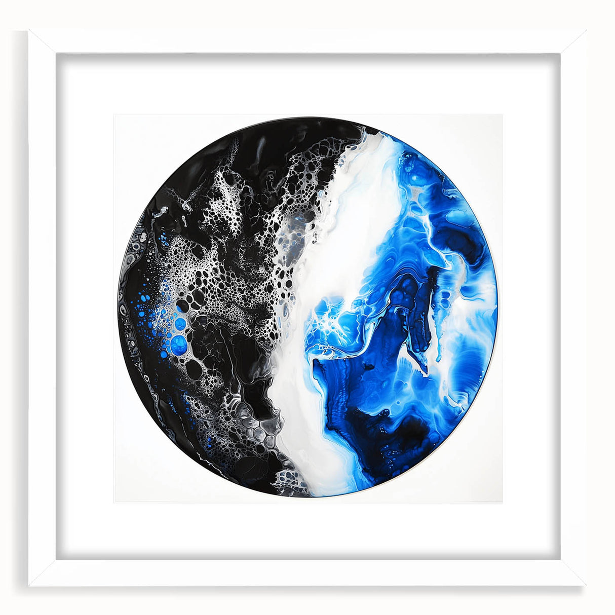 Abstract Bedroom Wall Art – Round Acrylic Canvas Print in Blue