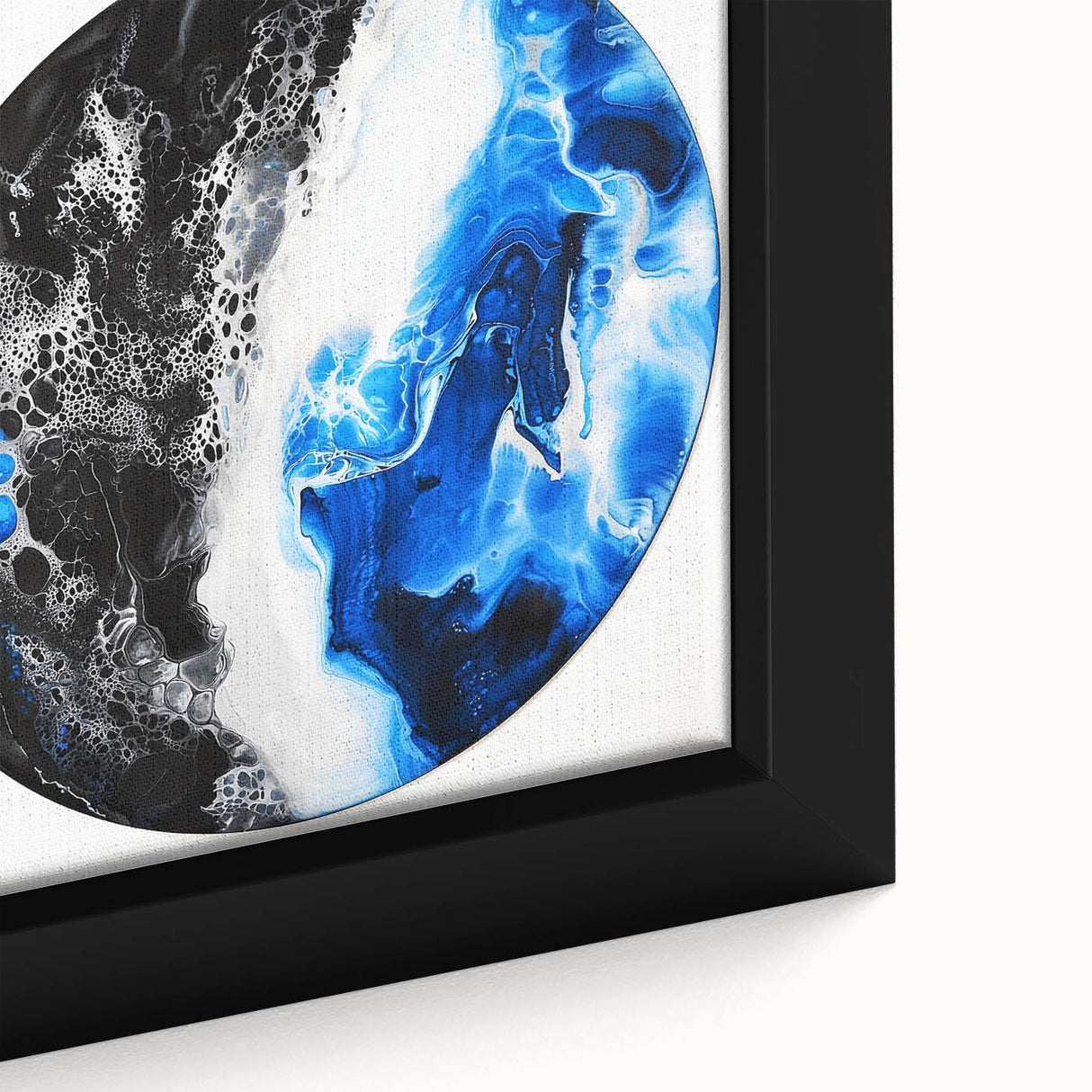 Abstract Bedroom Wall Art – Round Acrylic Canvas Print in Blue