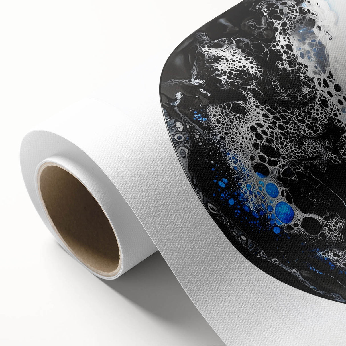 Abstract Bedroom Wall Art – Round Acrylic Canvas Print in Blue