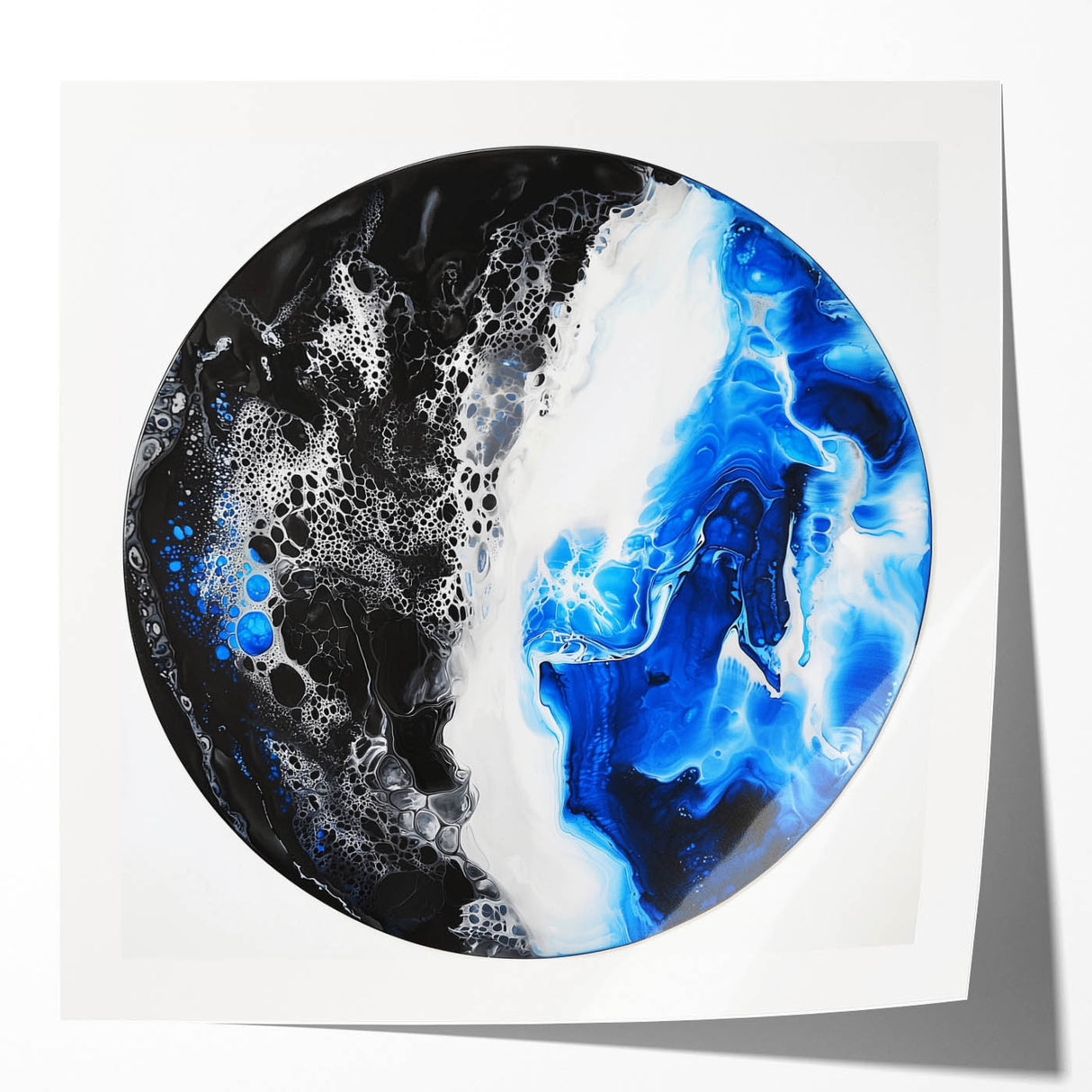 Abstract Bedroom Wall Art – Round Acrylic Canvas Print in Blue