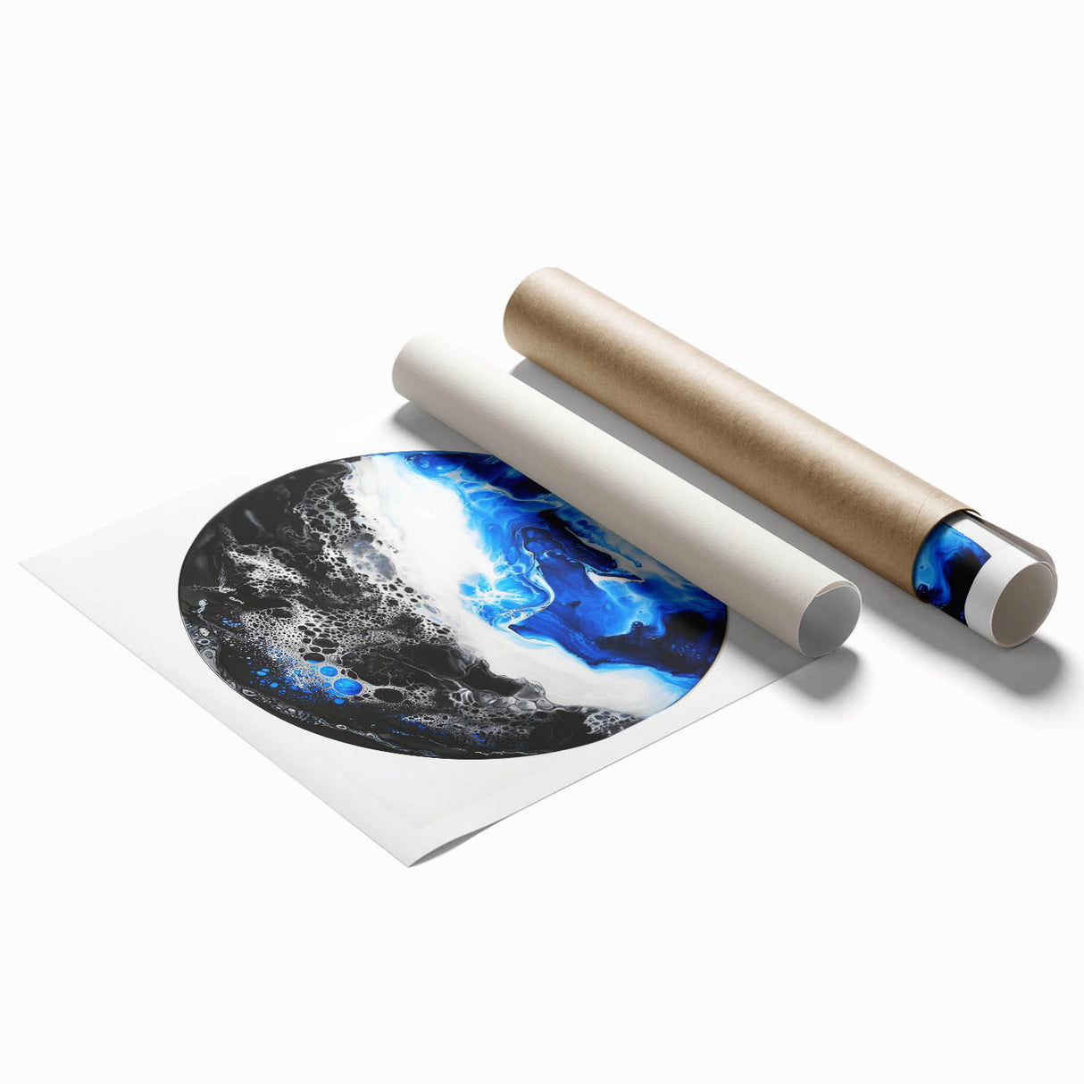 Abstract Bedroom Wall Art – Round Acrylic Canvas Print in Blue