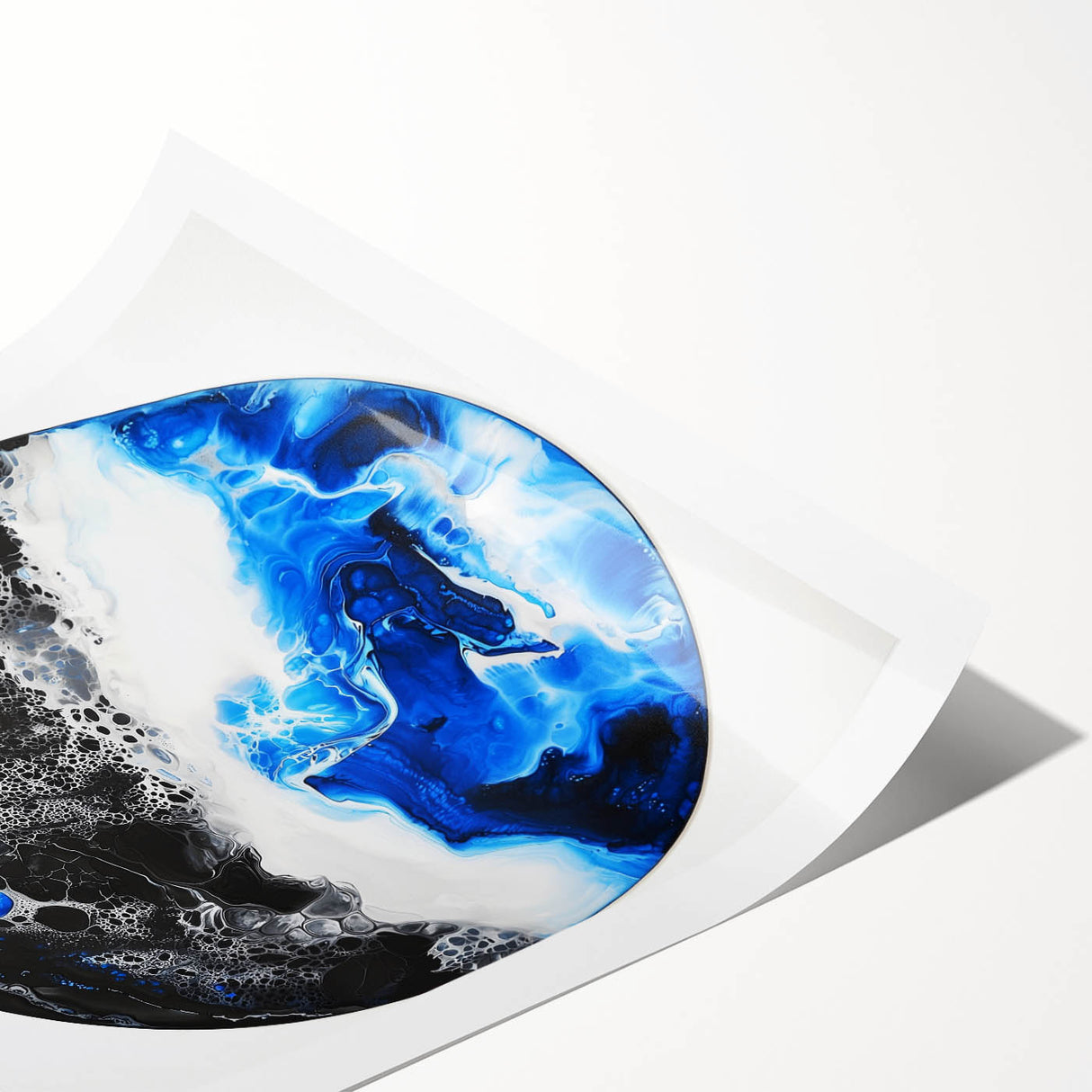 Abstract Bedroom Wall Art – Round Acrylic Canvas Print in Blue