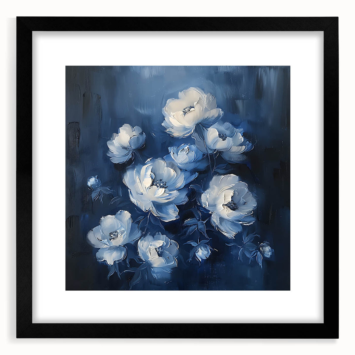 Framed Dining Room Prints - Elegant Blue Floral Artwork