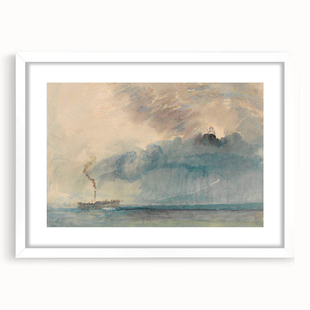Romantic Art Prints: Paddle Steamer in a Storm - Historical Wall Art
