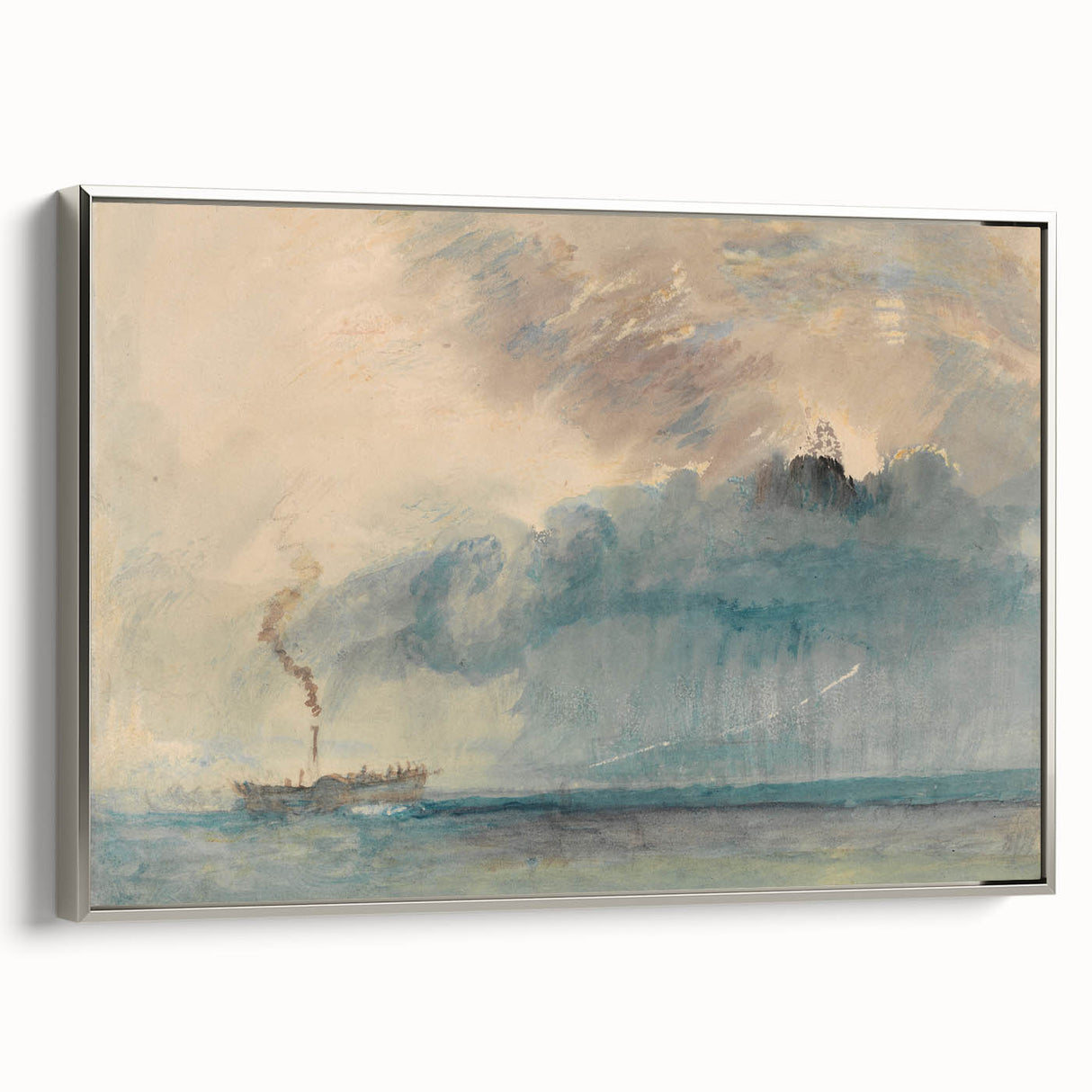 Romantic Art Prints: Paddle Steamer in a Storm - Historical Wall Art