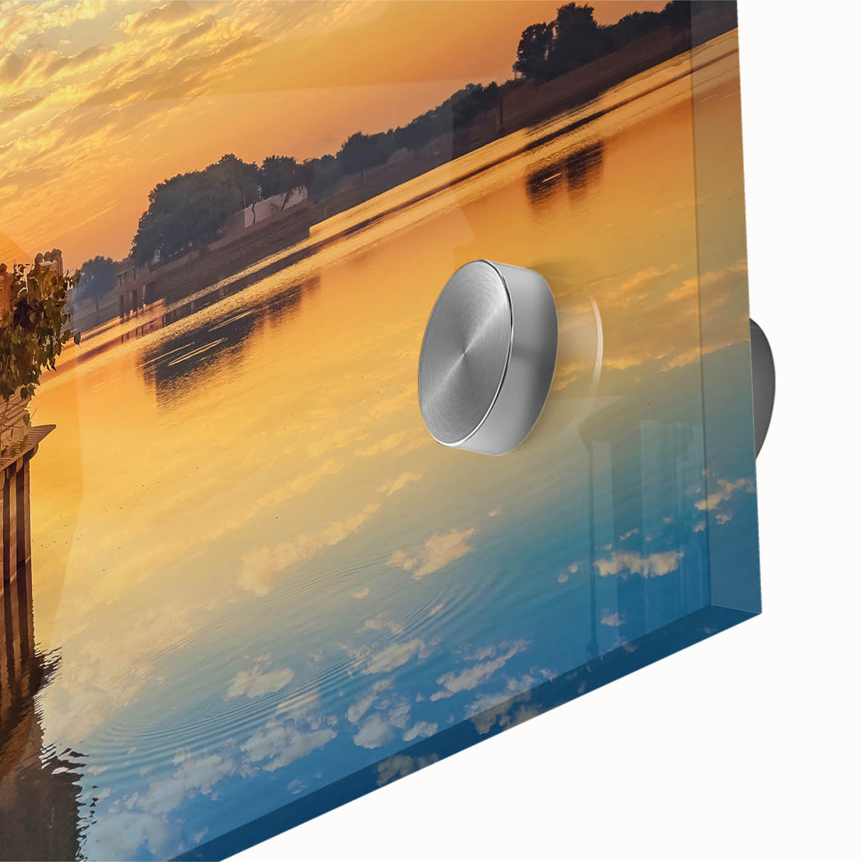 Large abstract depiction of an Indian landscape in muted earth tones on acrylic glass, ideal for dining room art.