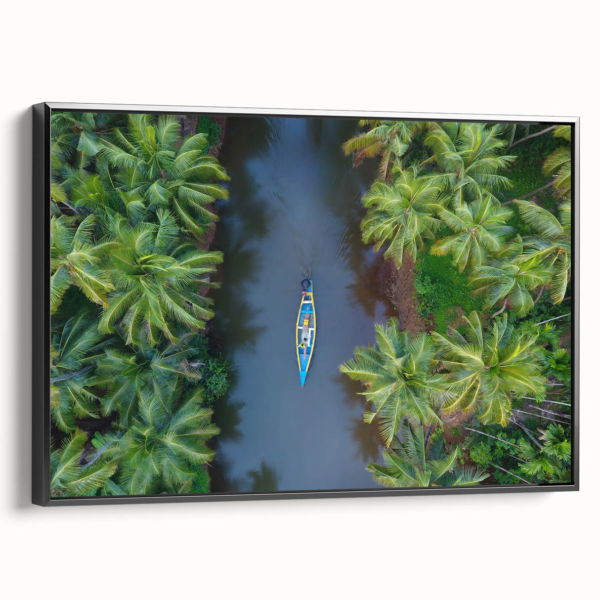 Black and white framed canvas featuring a vintage-style Indian landscape, ideal for bedroom wall decor.