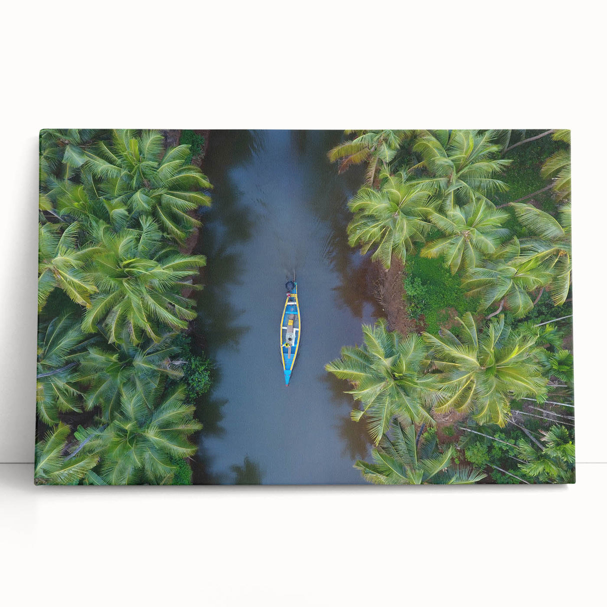 Large black and white stretched canvas featuring a serene Indian landscape, ideal for kitchen wall art or bedroom ambiance.