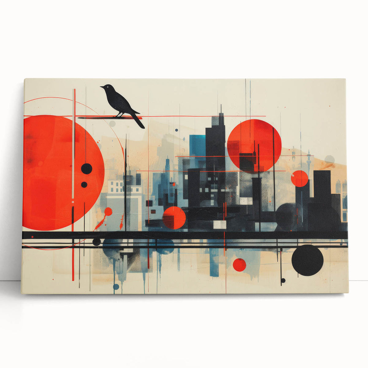 Large black and white canvas print of London scenery, ideal for kitchen wall art.