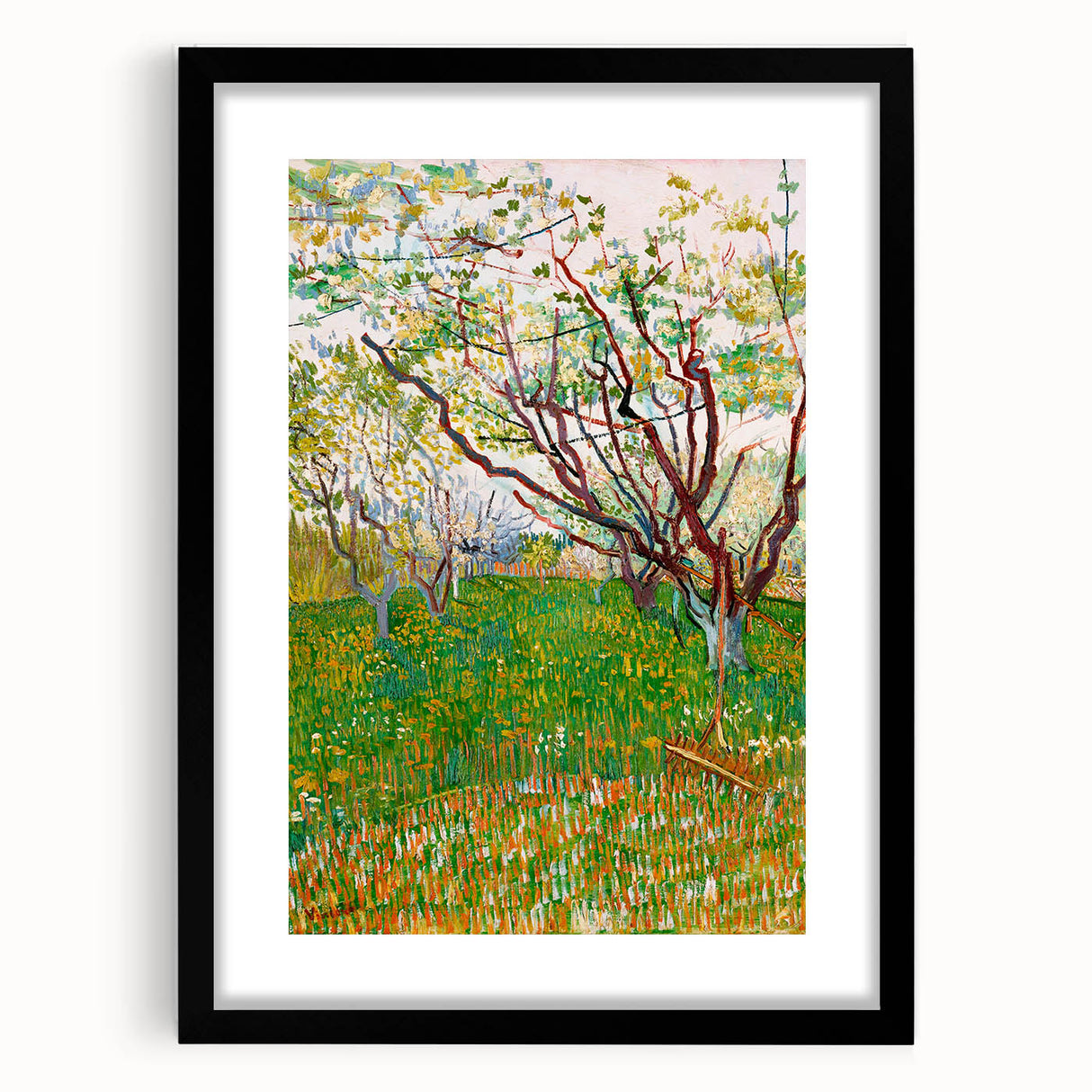 Impressionist Orchard Landscape - Vibrant Springtime Wall Art Print