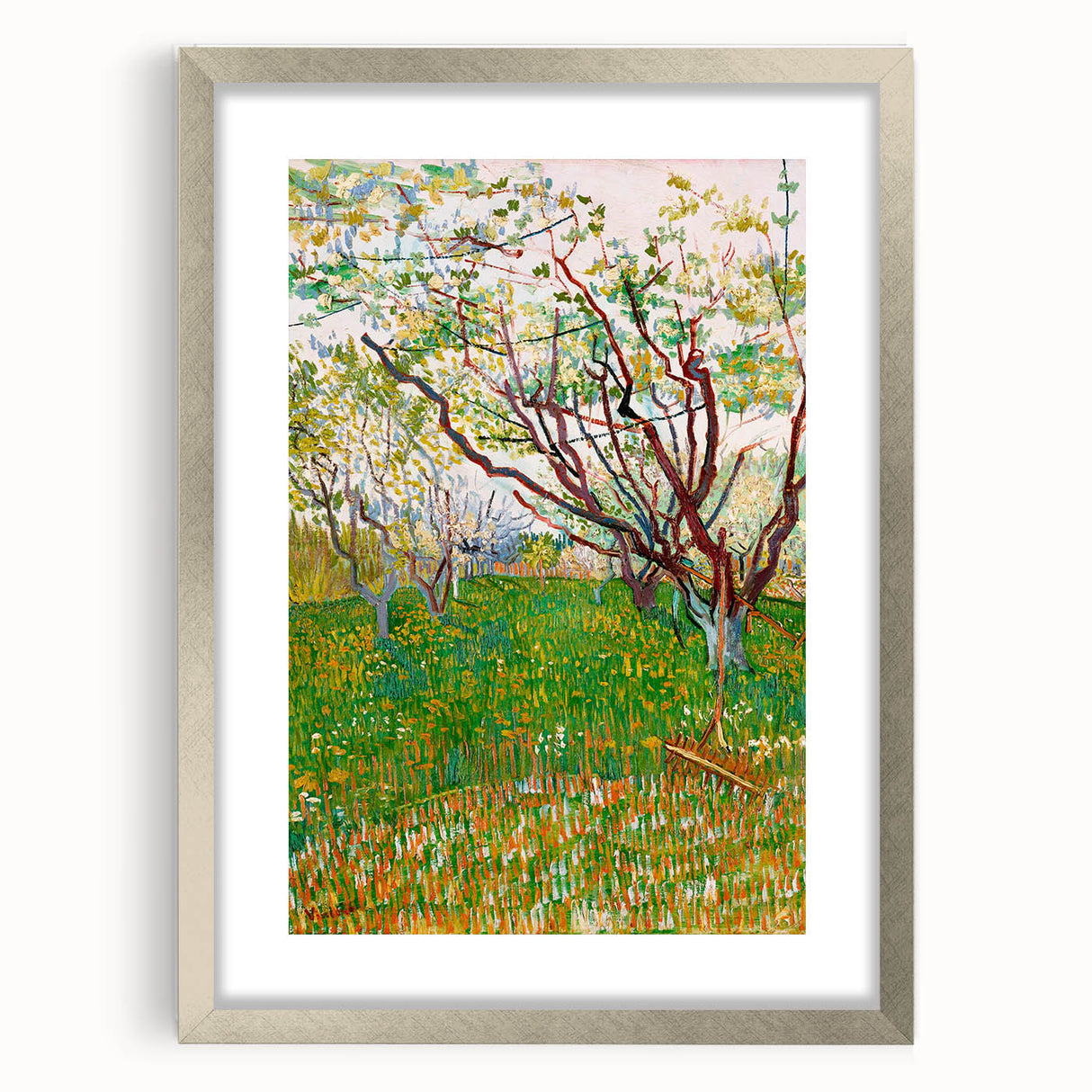 Impressionist Orchard Landscape - Vibrant Springtime Wall Art Print