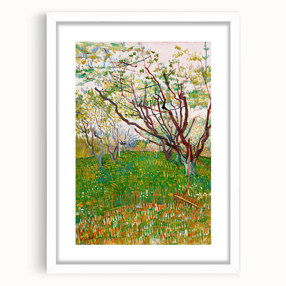 Impressionist Orchard Landscape - Vibrant Springtime Wall Art Print