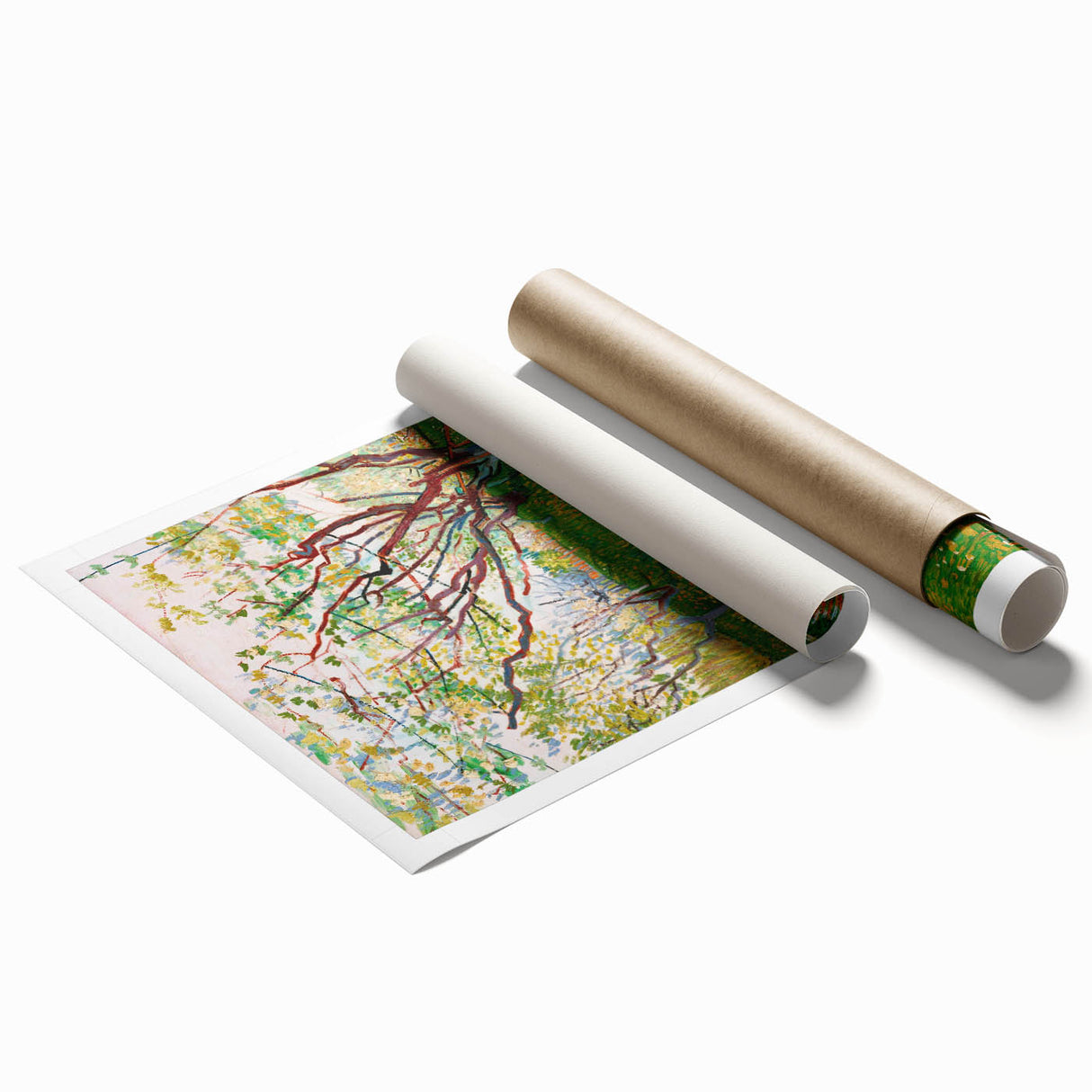 Impressionist Orchard Landscape - Vibrant Springtime Wall Art Print