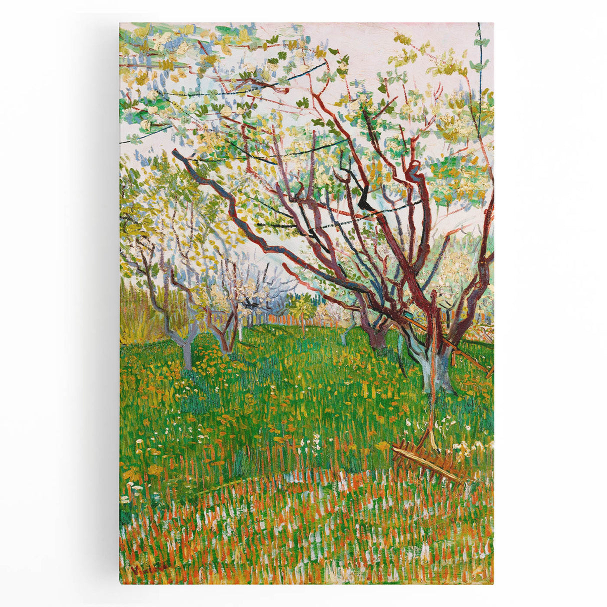 Impressionist Orchard Landscape - Vibrant Springtime Wall Art Print