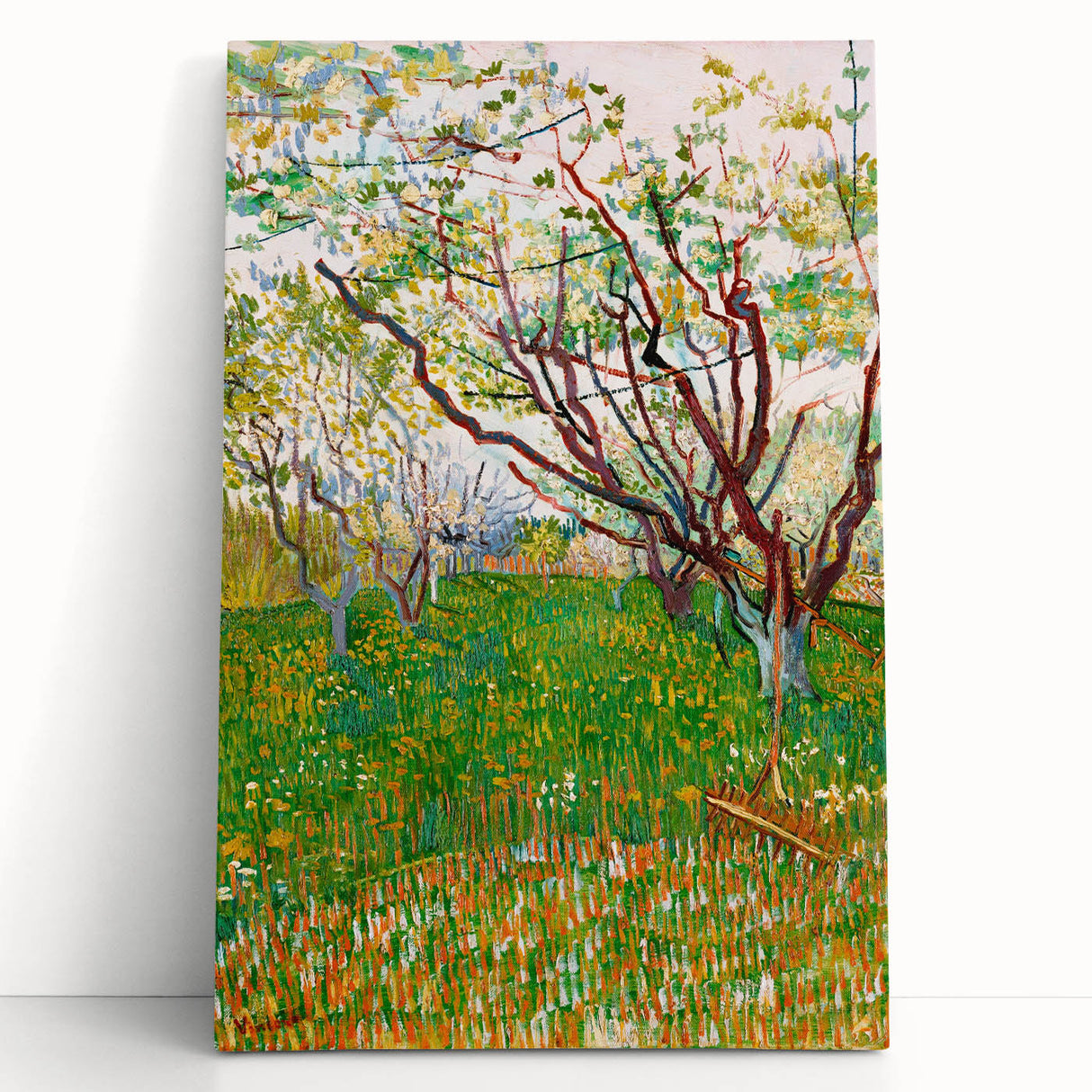 Impressionist Orchard Landscape - Vibrant Springtime Wall Art Print