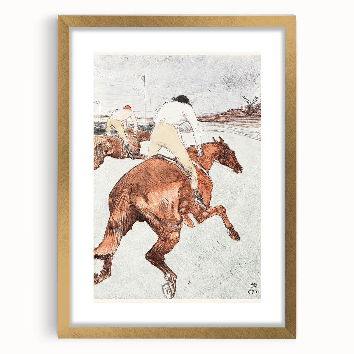 Impressionist Jockey Scene - The Jockey by Toulouse-Lautrec Print