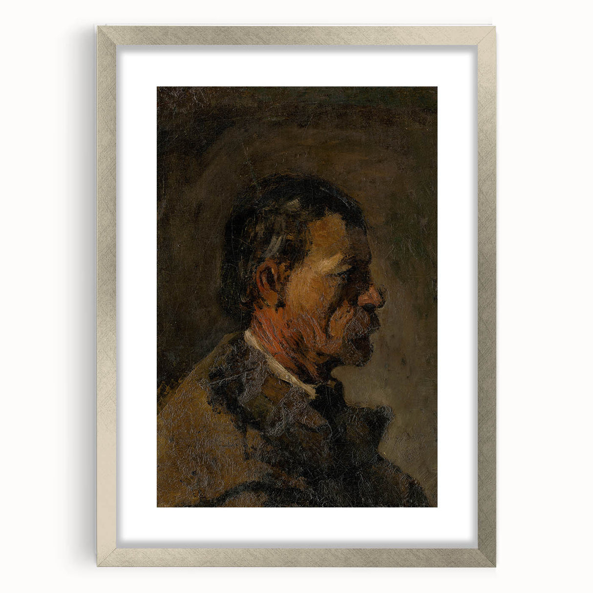 Romanticism Art: Older Man Profile by Mednyánszky Canvas Print