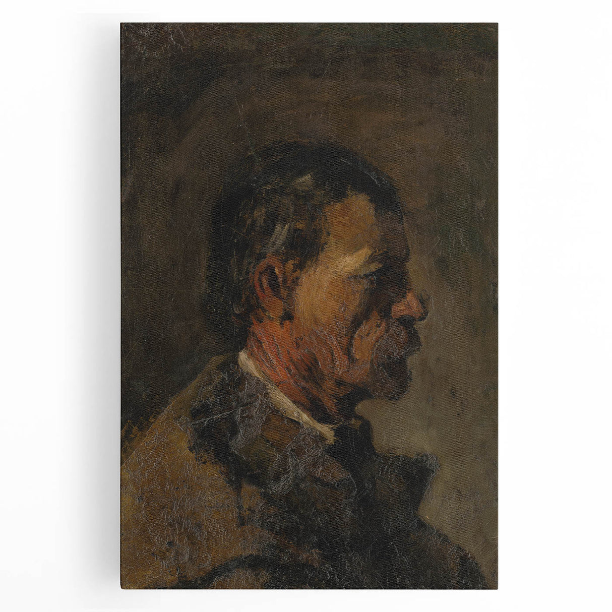 Romanticism Art: Older Man Profile by Mednyánszky Canvas Print