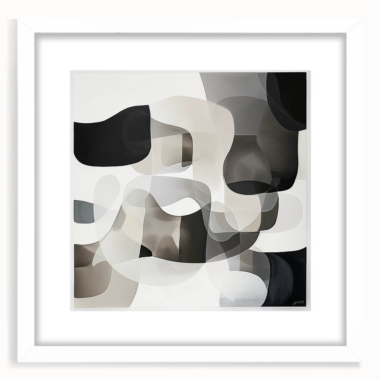 Black and White Abstract Bedroom Wall Art – Modern Canvas Print