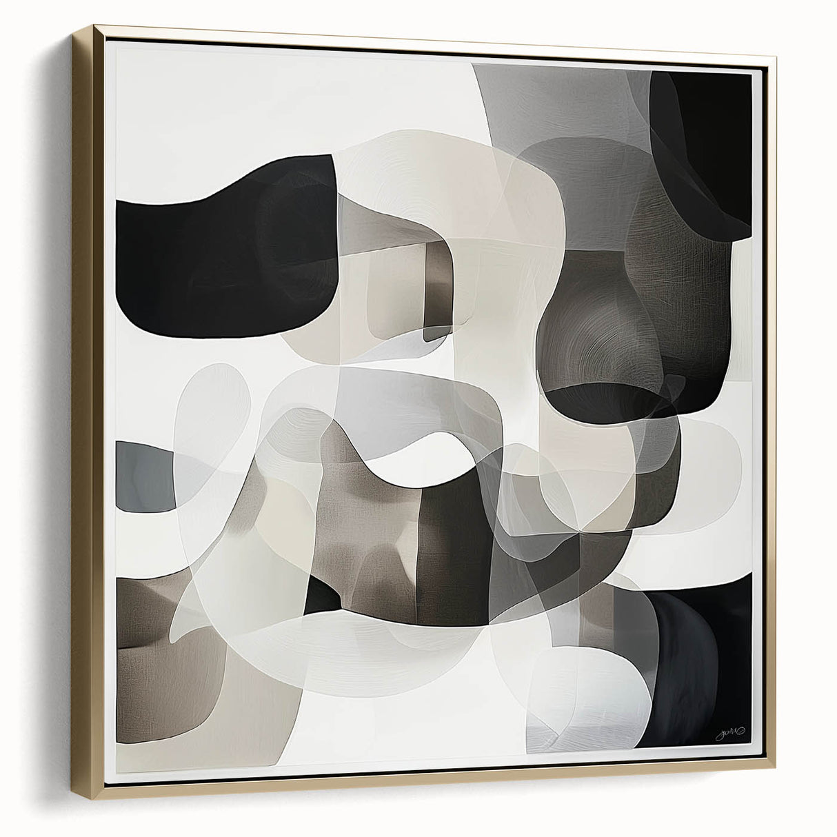 Black and White Abstract Bedroom Wall Art – Modern Canvas Print