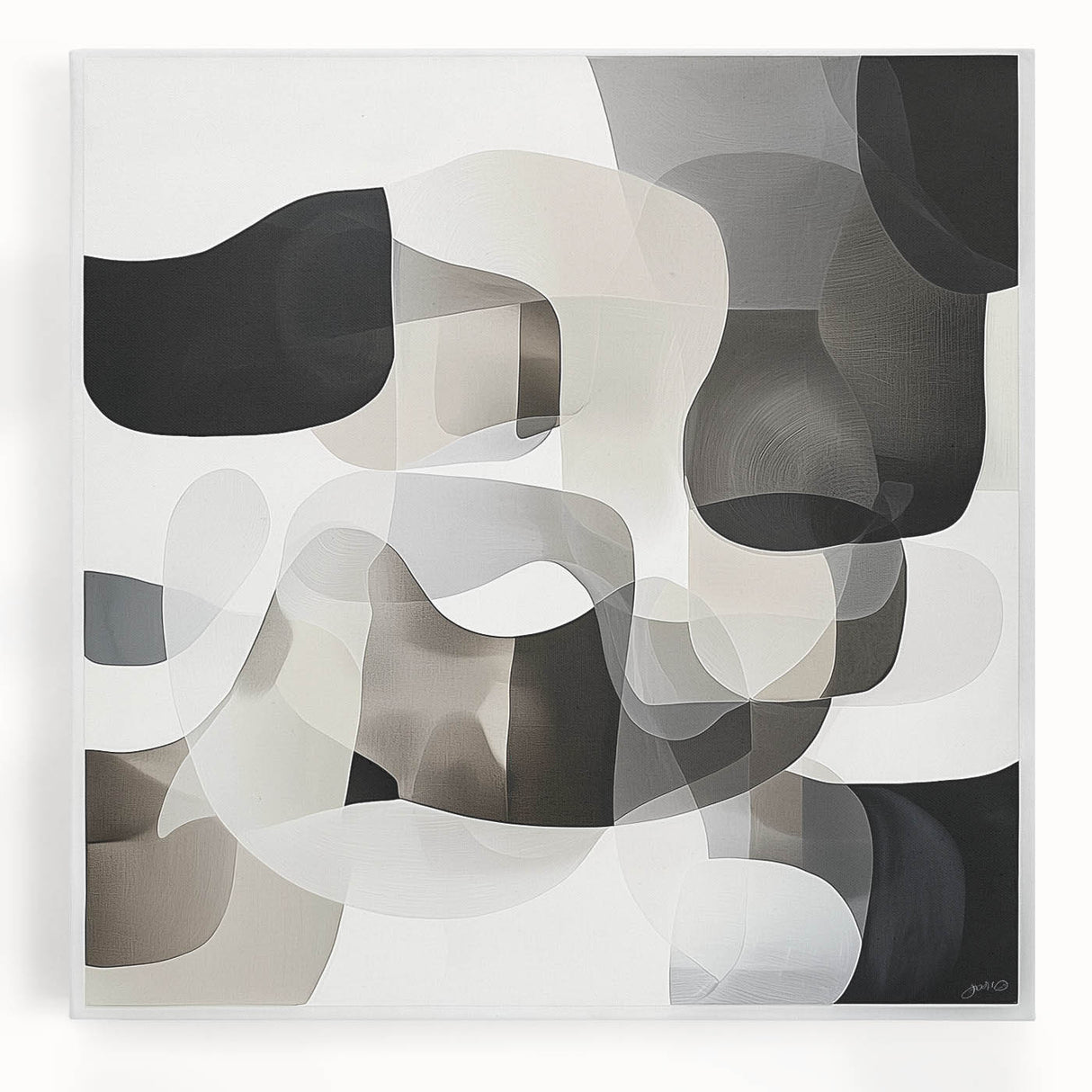 Black and White Abstract Bedroom Wall Art – Modern Canvas Print