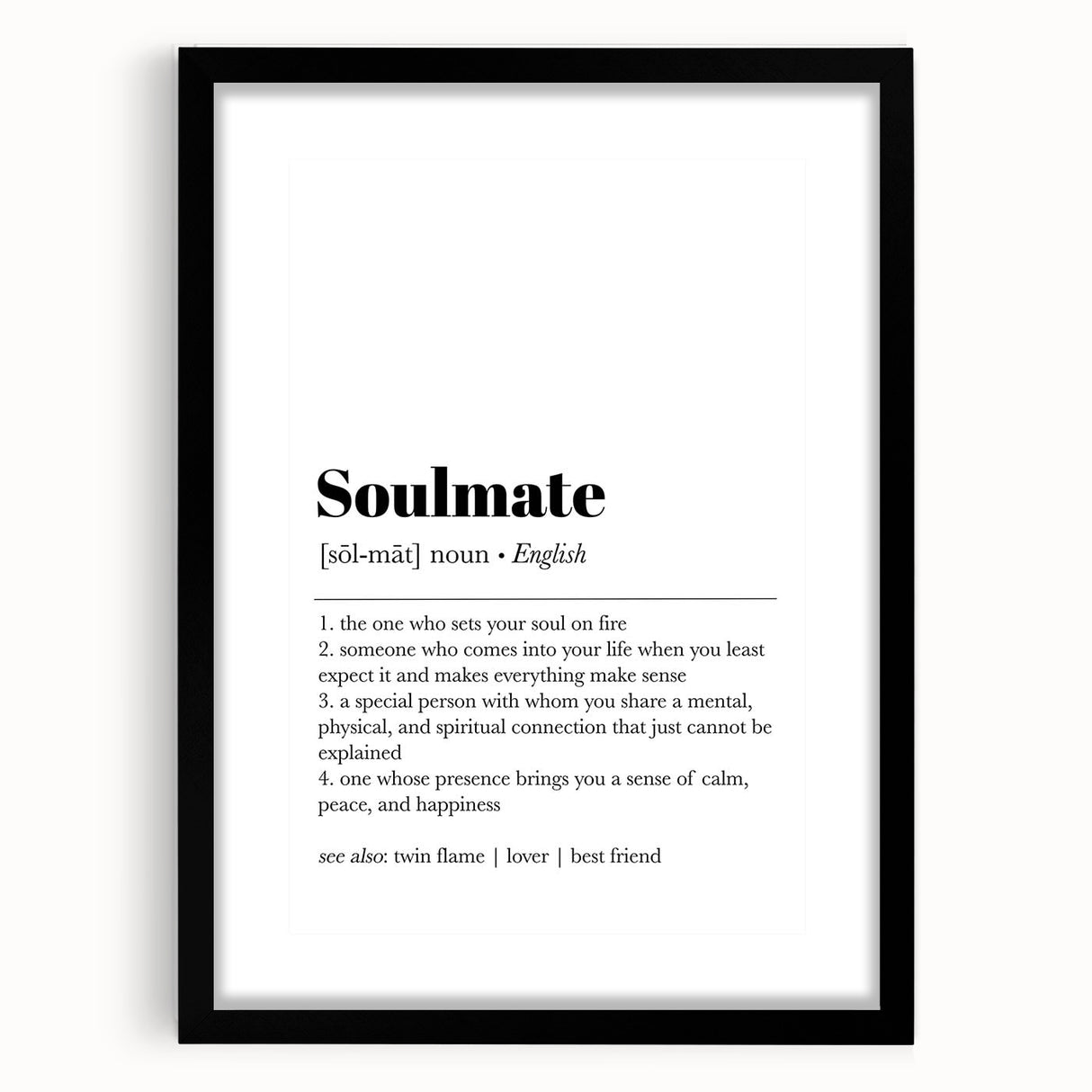 Modern Typography Wall Art - "Soulmate" Definition Canvas Print