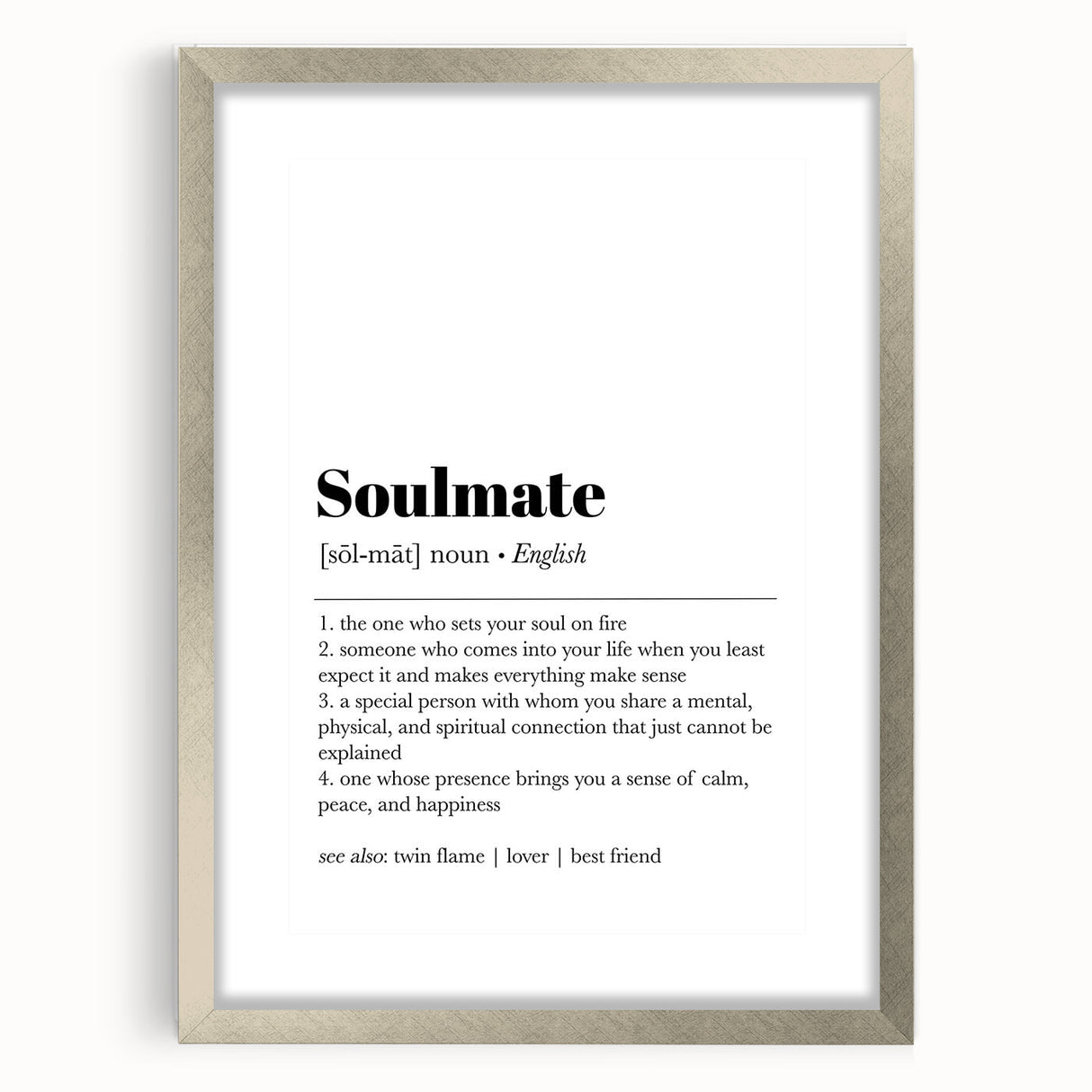 Modern Typography Wall Art - "Soulmate" Definition Canvas Print