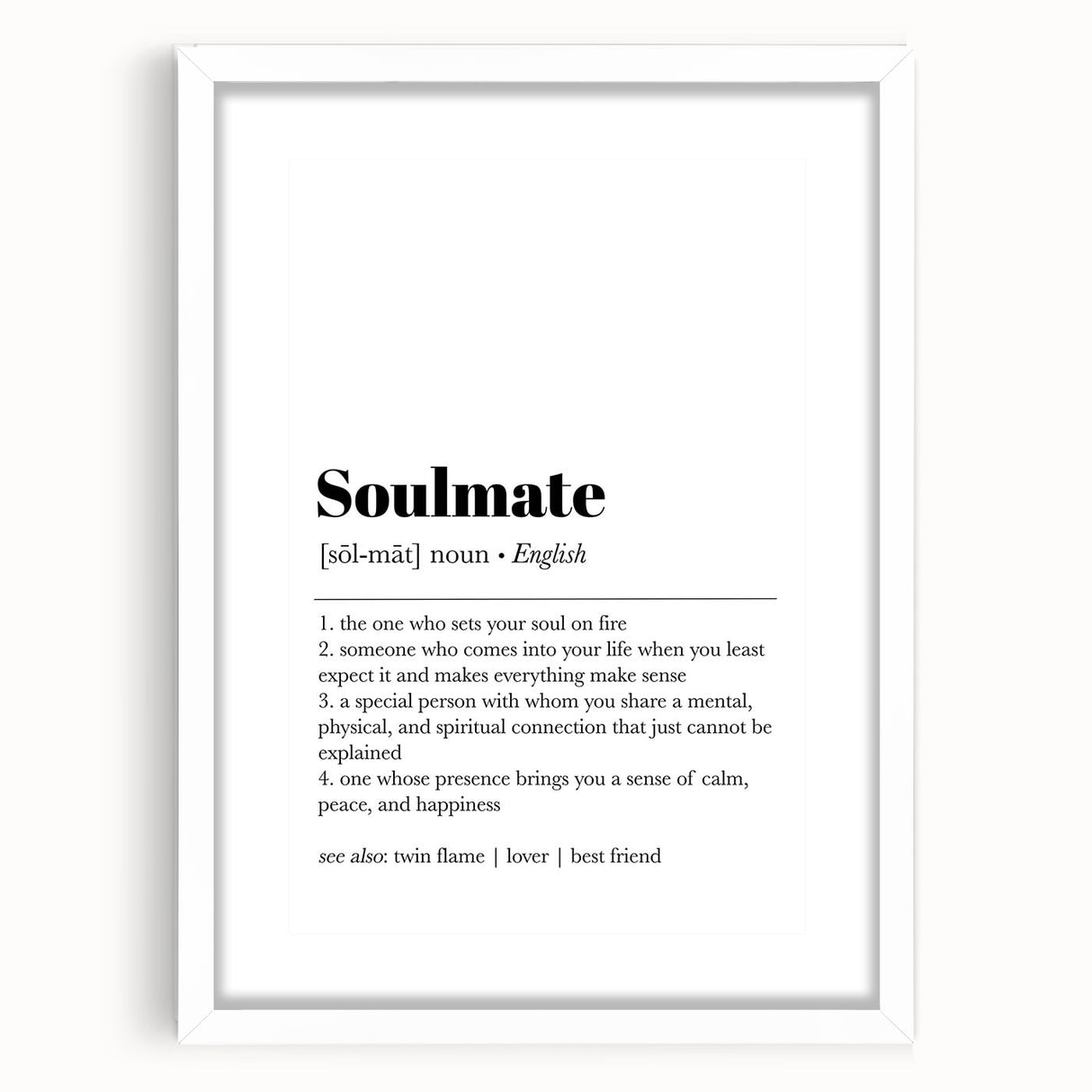 Modern Typography Wall Art - "Soulmate" Definition Canvas Print