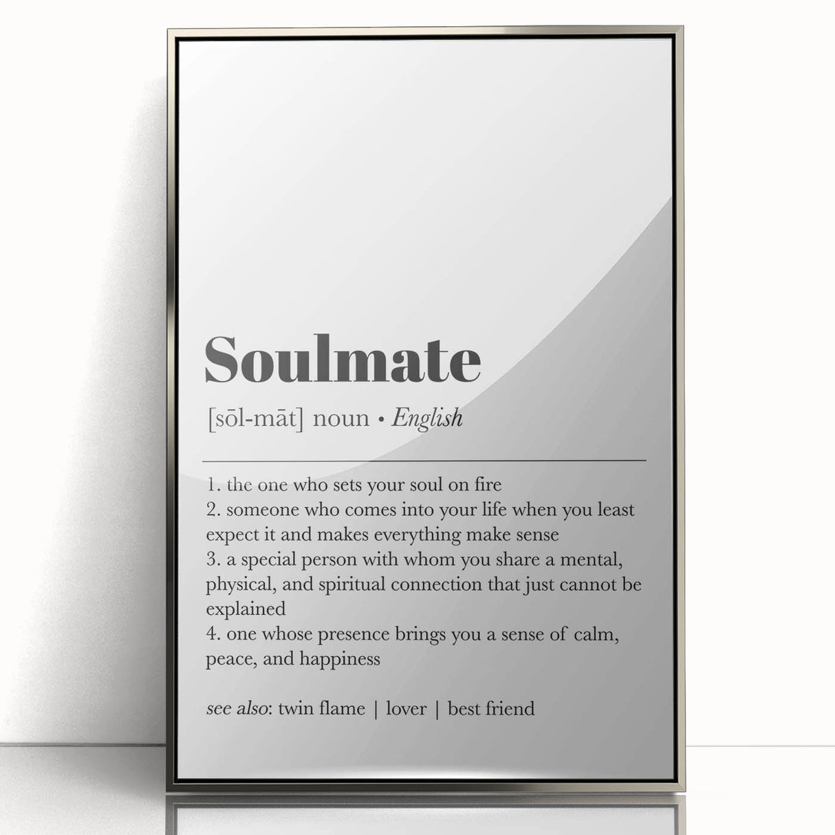 Modern Typography Wall Art - "Soulmate" Definition Canvas Print