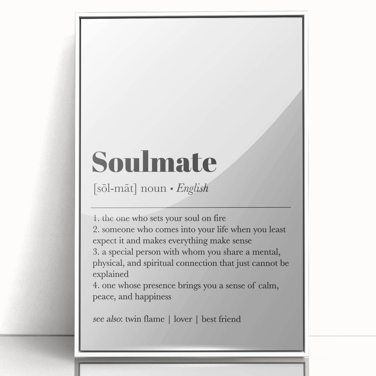Modern Typography Wall Art - "Soulmate" Definition Canvas Print