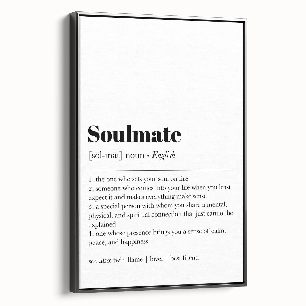 Modern Typography Wall Art - "Soulmate" Definition Canvas Print