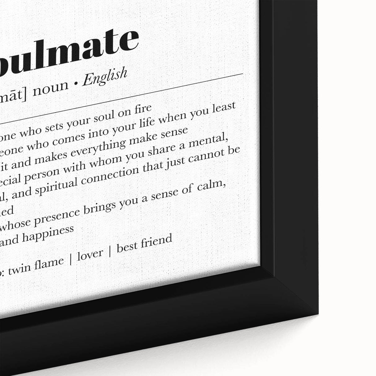 Modern Typography Wall Art - "Soulmate" Definition Canvas Print