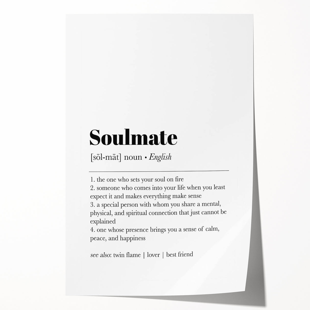 Modern Typography Wall Art - "Soulmate" Definition Canvas Print