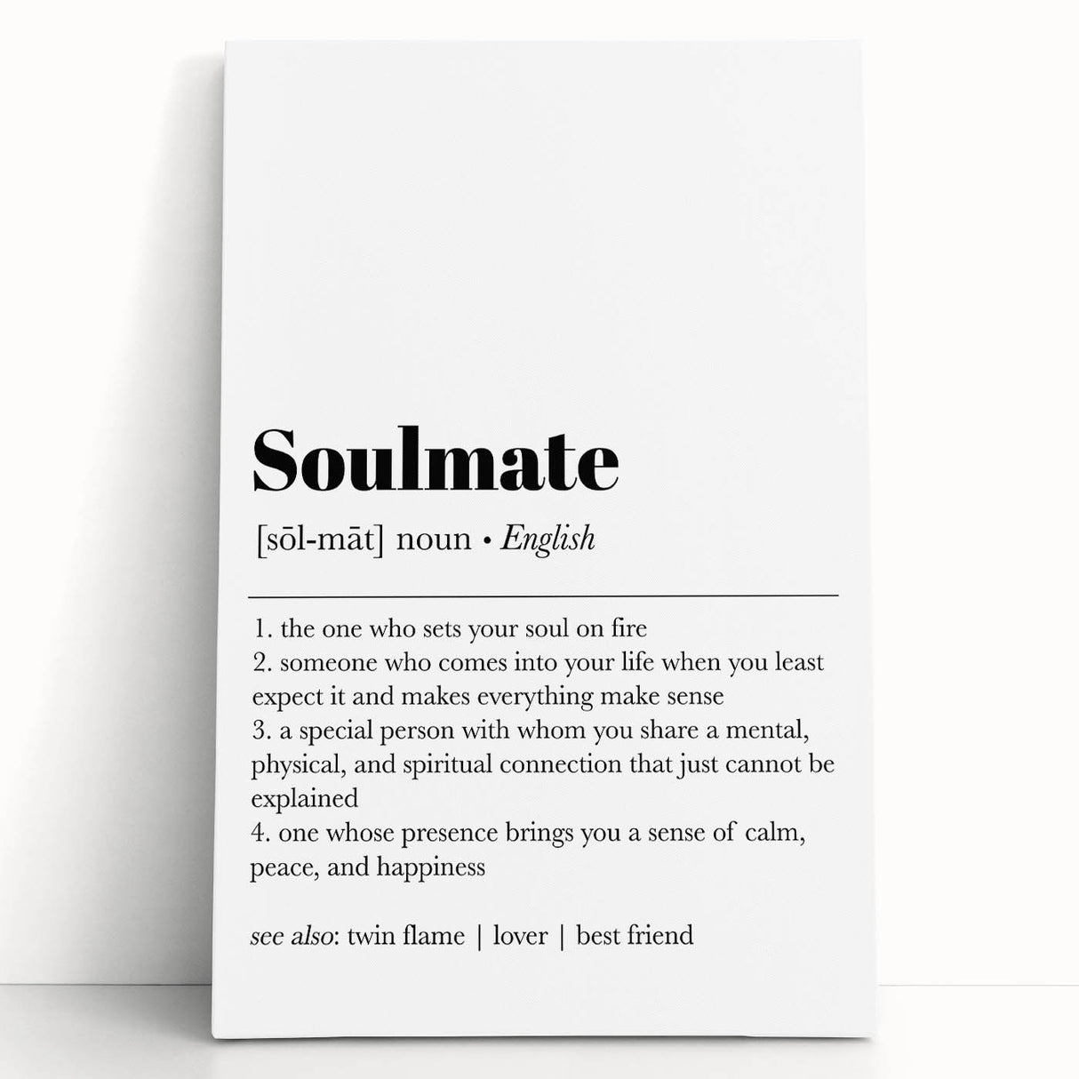 Modern Typography Wall Art - "Soulmate" Definition Canvas Print