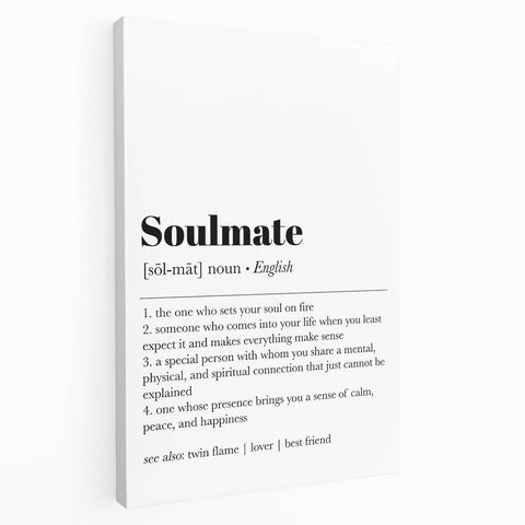 Modern Typography Wall Art - "Soulmate" Definition Canvas Print