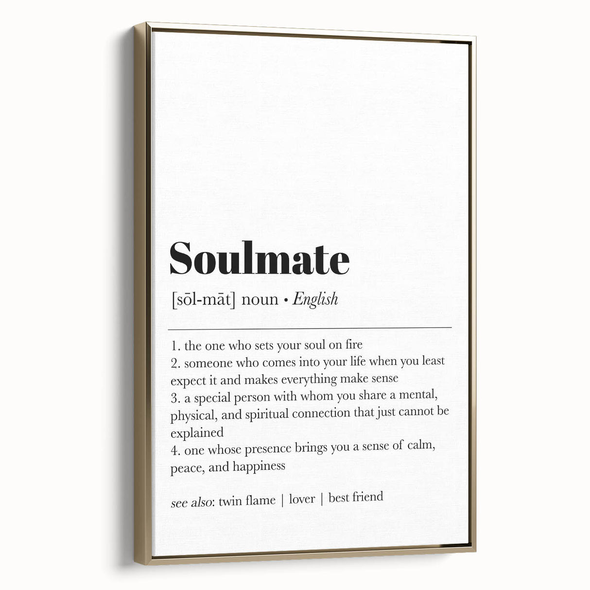 Modern Typography Wall Art - "Soulmate" Definition Canvas Print