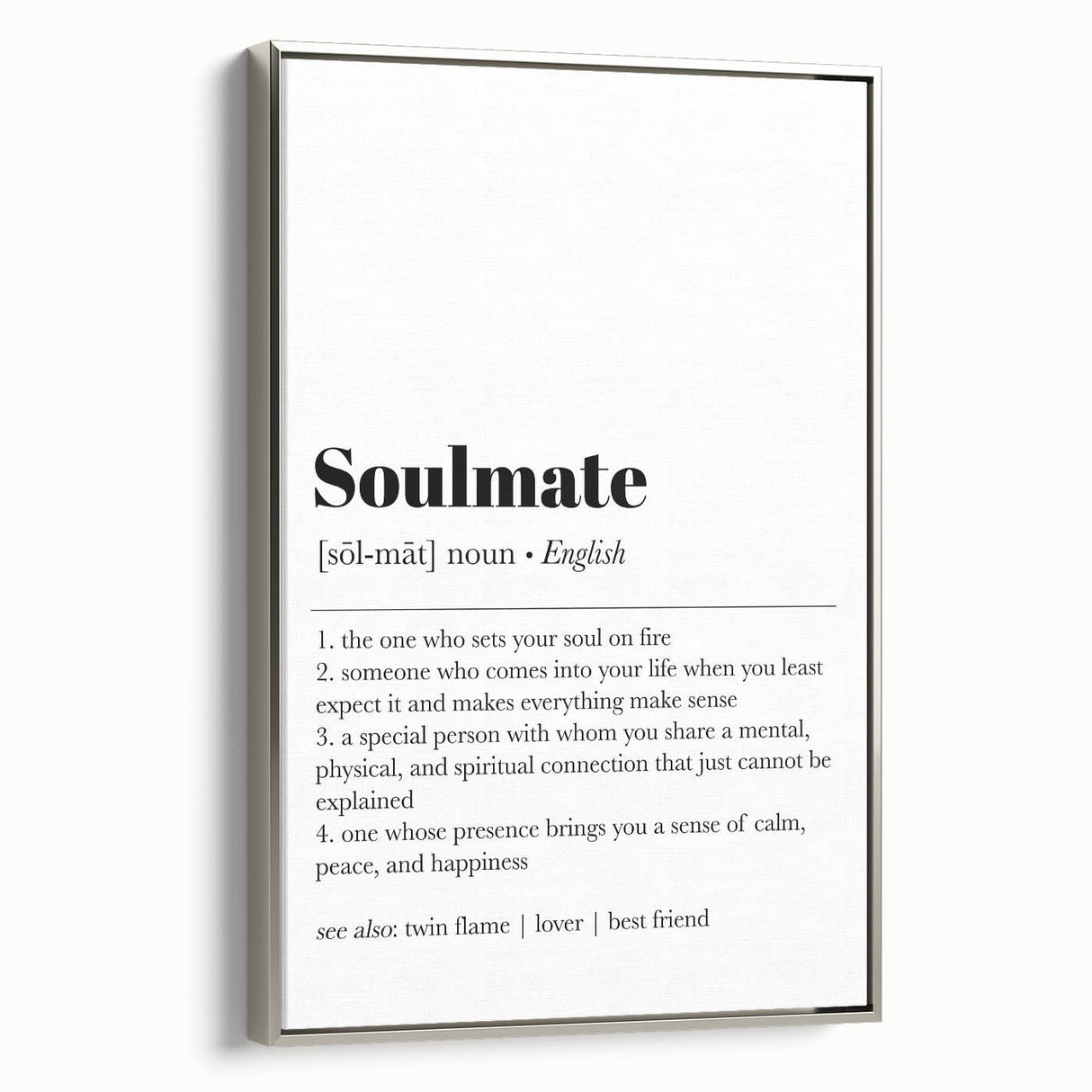 Modern Typography Wall Art - "Soulmate" Definition Canvas Print