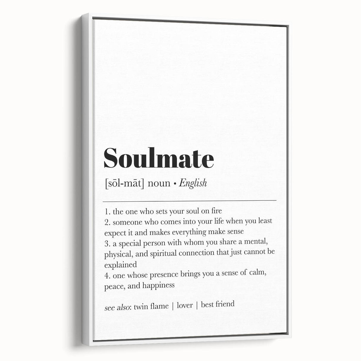 Modern Typography Wall Art - "Soulmate" Definition Canvas Print