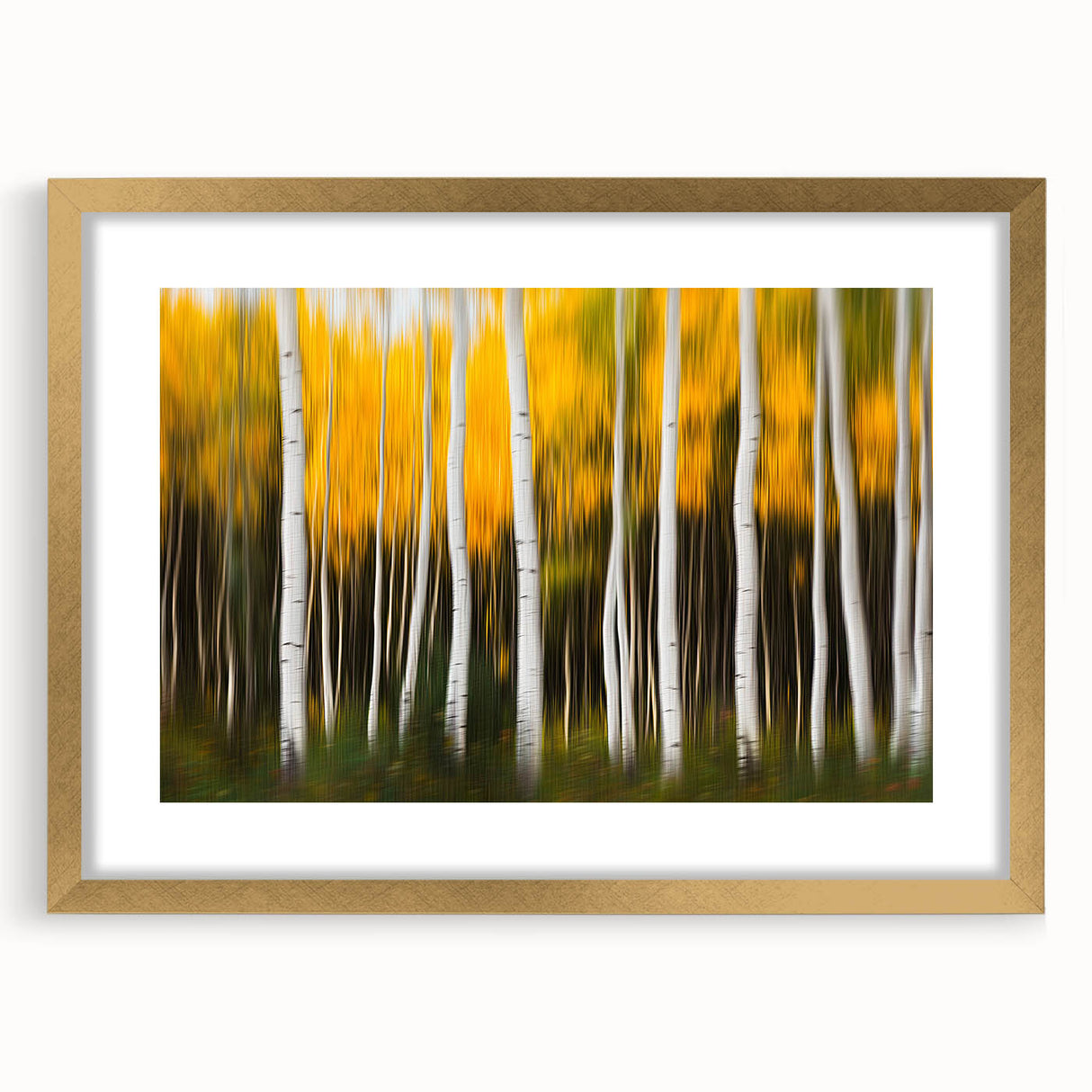 Forest Blaze – Abstract Autumn Trunks in Dynamic Vertical Motion