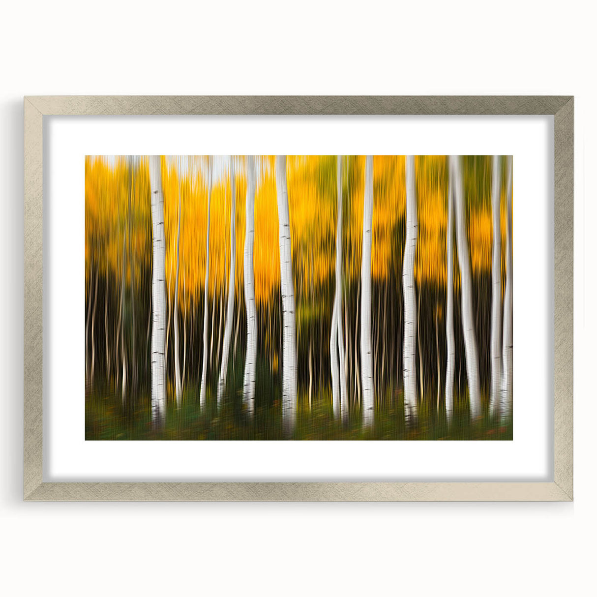 Forest Blaze – Abstract Autumn Trunks in Dynamic Vertical Motion
