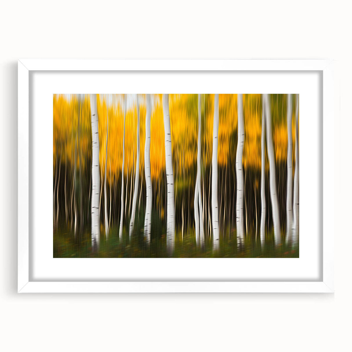 Forest Blaze – Abstract Autumn Trunks in Dynamic Vertical Motion