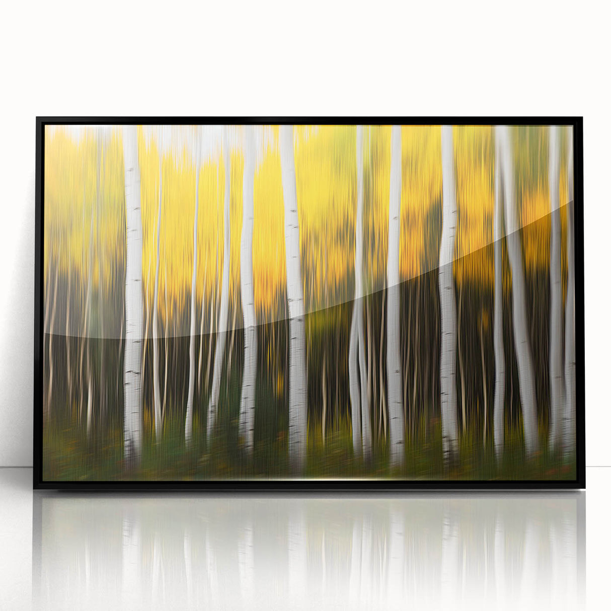 Forest Blaze – Abstract Autumn Trunks in Dynamic Vertical Motion