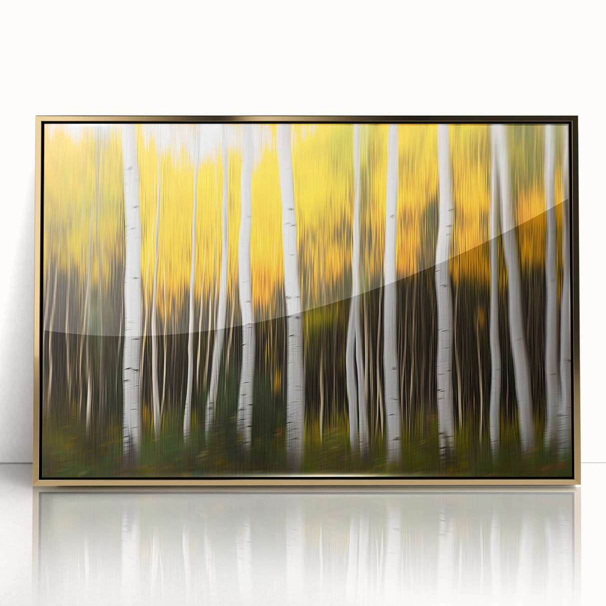 Forest Blaze – Abstract Autumn Trunks in Dynamic Vertical Motion