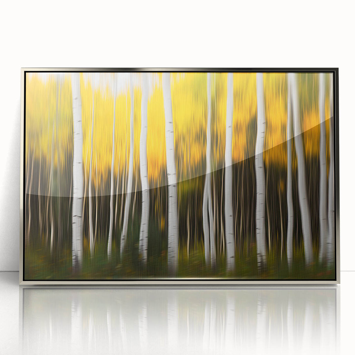 Forest Blaze – Abstract Autumn Trunks in Dynamic Vertical Motion