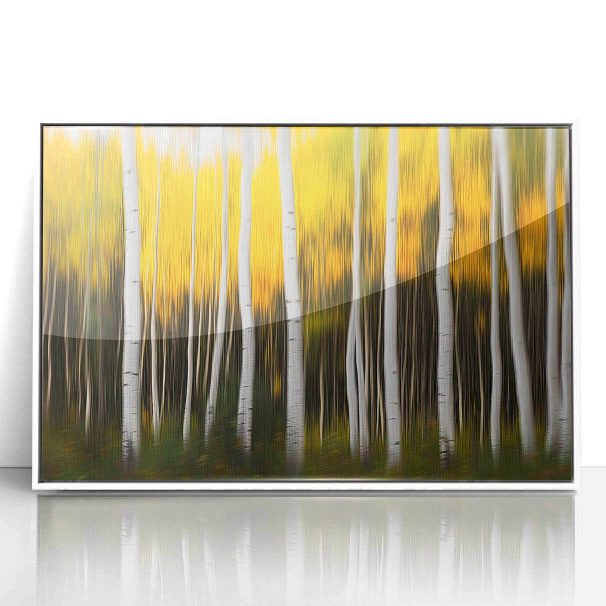 Forest Blaze – Abstract Autumn Trunks in Dynamic Vertical Motion