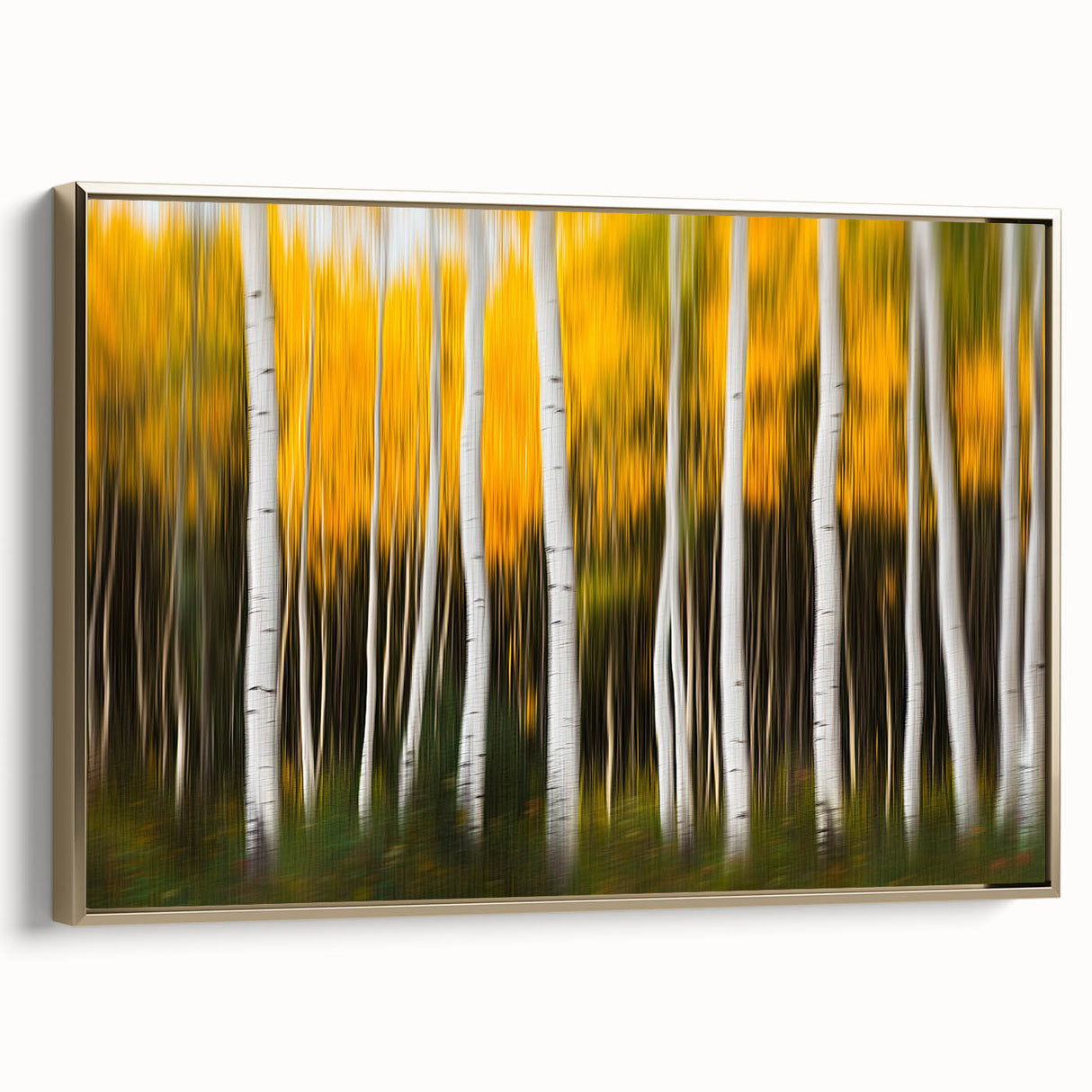 Forest Blaze – Abstract Autumn Trunks in Dynamic Vertical Motion